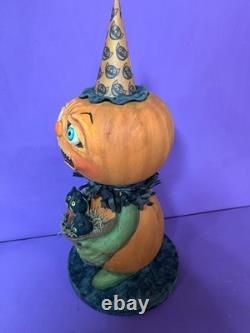 Ooak Paper Mache Vintage Look Halloween Pumpkin/kitties #21, Jenny Salsini