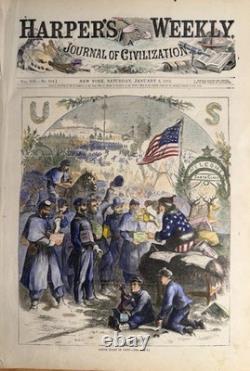 Original 1863 Thomas Nast Harper's Weekly Santa Claus In Camp Christmas Cover