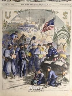 Original 1863 Thomas Nast Harper's Weekly Santa Claus In Camp Christmas Cover