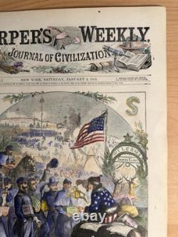 Original 1863 Thomas Nast Harper's Weekly Santa Claus In Camp Christmas Cover