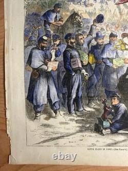 Original 1863 Thomas Nast Harper's Weekly Santa Claus In Camp Christmas Cover