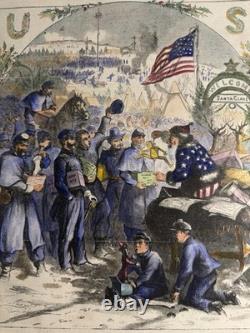 Original 1863 Thomas Nast Harper's Weekly Santa Claus In Camp Christmas Cover