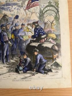 Original 1863 Thomas Nast Harper's Weekly Santa Claus In Camp Christmas Cover