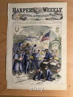 Original 1863 Thomas Nast Harper's Weekly Santa Claus In Camp Christmas Cover