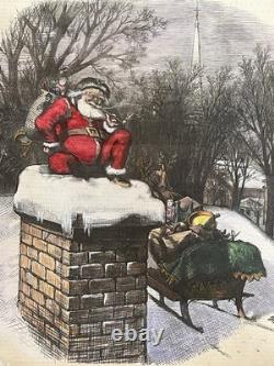 Original 1874 Thomas Nast Harper's Weekly Hand-colored Santa Christmas Cover