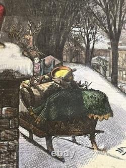 Original 1874 Thomas Nast Harper's Weekly Hand-colored Santa Christmas Cover