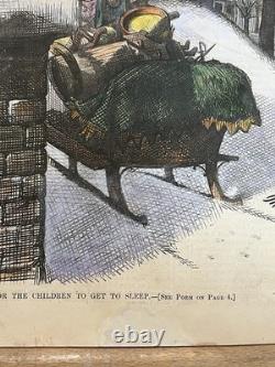 Original 1874 Thomas Nast Harper's Weekly Hand-colored Santa Christmas Cover