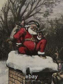 Original 1874 Thomas Nast Harper's Weekly Hand-colored Santa Christmas Cover
