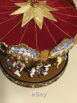 Original Classics Carousel 30 Songs Lights Up & Down 12X11 Burgundy & Gold Vtg