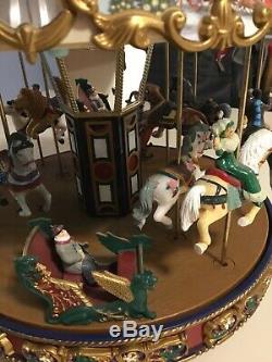 Original Classics Carousel 30 Songs Lights Up & Down 12X11 Burgundy & Gold Vtg