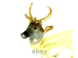 PAIR Antique 20's Bimini German Blown MERCURY Glass DEER STAG 2 Ornaments