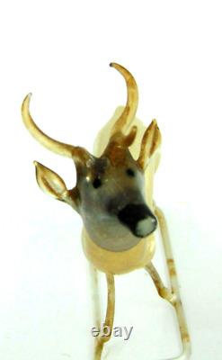 PAIR Antique 20's Bimini German Blown MERCURY Glass DEER STAG 2 Ornaments