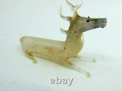 PAIR Antique 20's Bimini German Blown MERCURY Glass DEER STAG 2 Ornaments