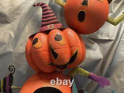 PIER 1 One VTG PUMPKIN I LOVE ZOMBIES STACK TOWER Glitter Decor 25 RARE VGUC