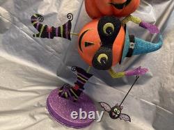 PIER 1 One VTG PUMPKIN I LOVE ZOMBIES STACK TOWER Glitter Decor 25 RARE VGUC