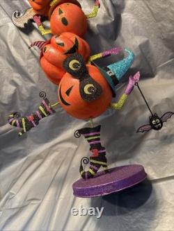 PIER 1 One VTG PUMPKIN I LOVE ZOMBIES STACK TOWER Glitter Decor 25 RARE VGUC