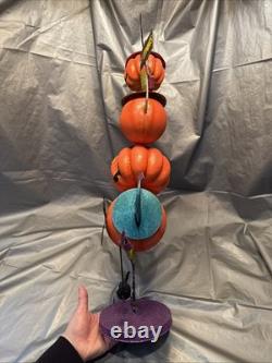 PIER 1 One VTG PUMPKIN I LOVE ZOMBIES STACK TOWER Glitter Decor 25 RARE VGUC