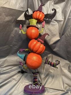 PIER 1 One VTG PUMPKIN I LOVE ZOMBIES STACK TOWER Glitter Decor 25 RARE VGUC