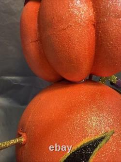 PIER 1 One VTG PUMPKIN I LOVE ZOMBIES STACK TOWER Glitter Decor 25 RARE VGUC