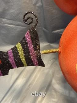 PIER 1 One VTG PUMPKIN I LOVE ZOMBIES STACK TOWER Glitter Decor 25 RARE VGUC