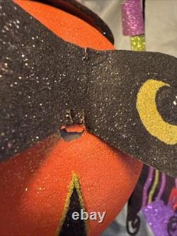 PIER 1 One VTG PUMPKIN I LOVE ZOMBIES STACK TOWER Glitter Decor 25 RARE VGUC