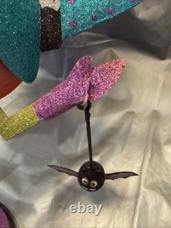 PIER 1 One VTG PUMPKIN I LOVE ZOMBIES STACK TOWER Glitter Decor 25 RARE VGUC