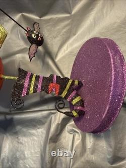 PIER 1 One VTG PUMPKIN I LOVE ZOMBIES STACK TOWER Glitter Decor 25 RARE VGUC