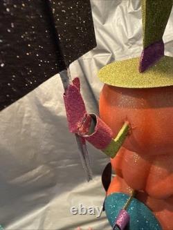 PIER 1 One VTG PUMPKIN I LOVE ZOMBIES STACK TOWER Glitter Decor 25 RARE VGUC