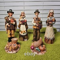 Pacific Rim Cubist THANKSGIVING Pilgrim Couples Figures Set