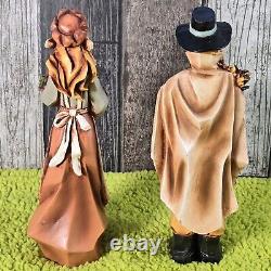 Pacific Rim Cubist THANKSGIVING Pilgrim Couples Figures Set