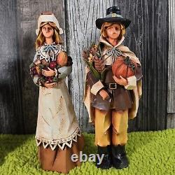 Pacific Rim Cubist THANKSGIVING Pilgrim Couples Figures Set