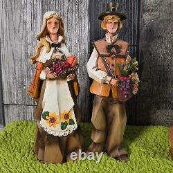 Pacific Rim Cubist THANKSGIVING Pilgrim Couples Figures Set