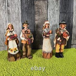 Pacific Rim Cubist THANKSGIVING Pilgrim Couples Figures Set Of 4