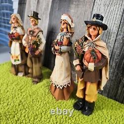 Pacific Rim Cubist THANKSGIVING Pilgrim Couples Figures Set Of 4