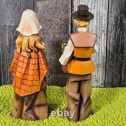 Pacific Rim Cubist THANKSGIVING Pilgrim Couples Figures Set Of 4