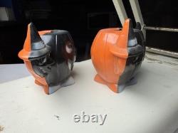 Pair VTG Rosbro Rosen Halloween black witch cat pumpkin candy holder