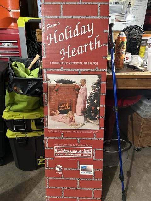 Pam's Holiday Hearth Christmas Cardboard Full Size Fireplace In Box New&antique