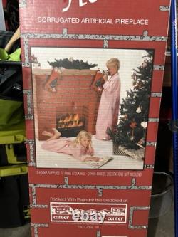 Pam's Holiday Hearth Christmas CardBoard Full Size Fireplace in Box NEW&ANTIQUE