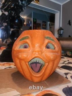 Paper Mache Pumpkin Double Sided Choir Boy Large Halloween Vintage
