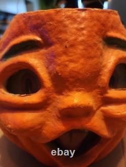 Paper Mache Pumpkin Double Sided Choir Boy Large Halloween Vintage