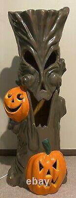 Paper Magic Halloween Tree&Pumpkins 35 Lighted Foam Blow Mold Indoor Decor 1988