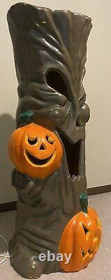 Paper Magic Halloween Tree&Pumpkins 35 Lighted Foam Blow Mold Indoor Decor 1988