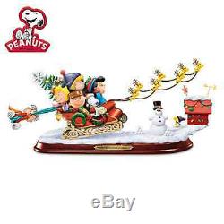 Peanuts Gang Sleigh Riding Christmas Sculpture Holiday Statue Figurine NEW