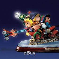 Peanuts Gang Sleigh Riding Christmas Sculpture Holiday Statue Figurine NEW