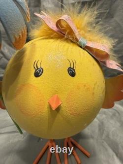 Pier 1 One VINTAGE Easter CHICK BOW UMBRELLA Glittr Feathr VERY RARE 9 READ