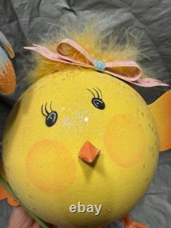 Pier 1 One VINTAGE Easter CHICK BOW UMBRELLA Glittr Feathr VERY RARE 9 READ