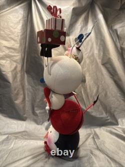 Pier 1 One VINTAGE SNOWMAN SANTA PENGUIN STACK TOWER Glitter 19.5 RARE Read