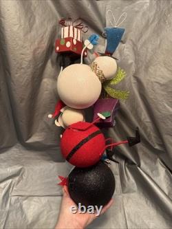 Pier 1 One VINTAGE SNOWMAN SANTA PENGUIN STACK TOWER Glitter 19.5 RARE Read