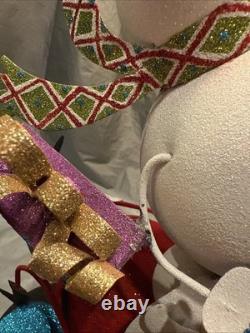 Pier 1 One VINTAGE SNOWMAN SANTA PENGUIN STACK TOWER Glitter 19.5 RARE Read