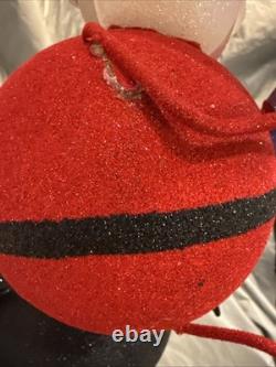 Pier 1 One VINTAGE SNOWMAN SANTA PENGUIN STACK TOWER Glitter 19.5 RARE Read